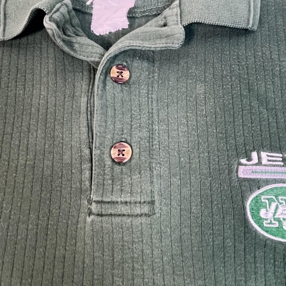 New York Jets Shirt Mens 2XL Green NFL Football Polo Short Sleeve Ribbed - Picture 3 of 9